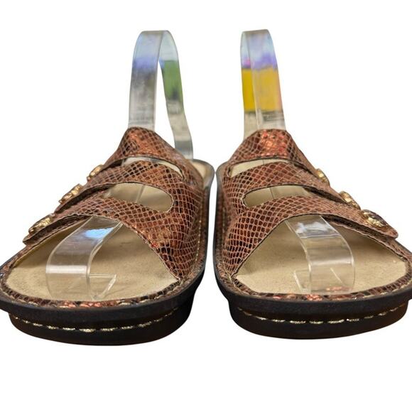Alegria PG Lite Fiona Copper Snake Print Slides Slip On Sandals Shoes sz 39 / 9 - Picture 7 of 16